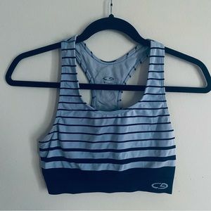 Champion Women's Blue Striped Racerback Athletic Sports Bra Size Small